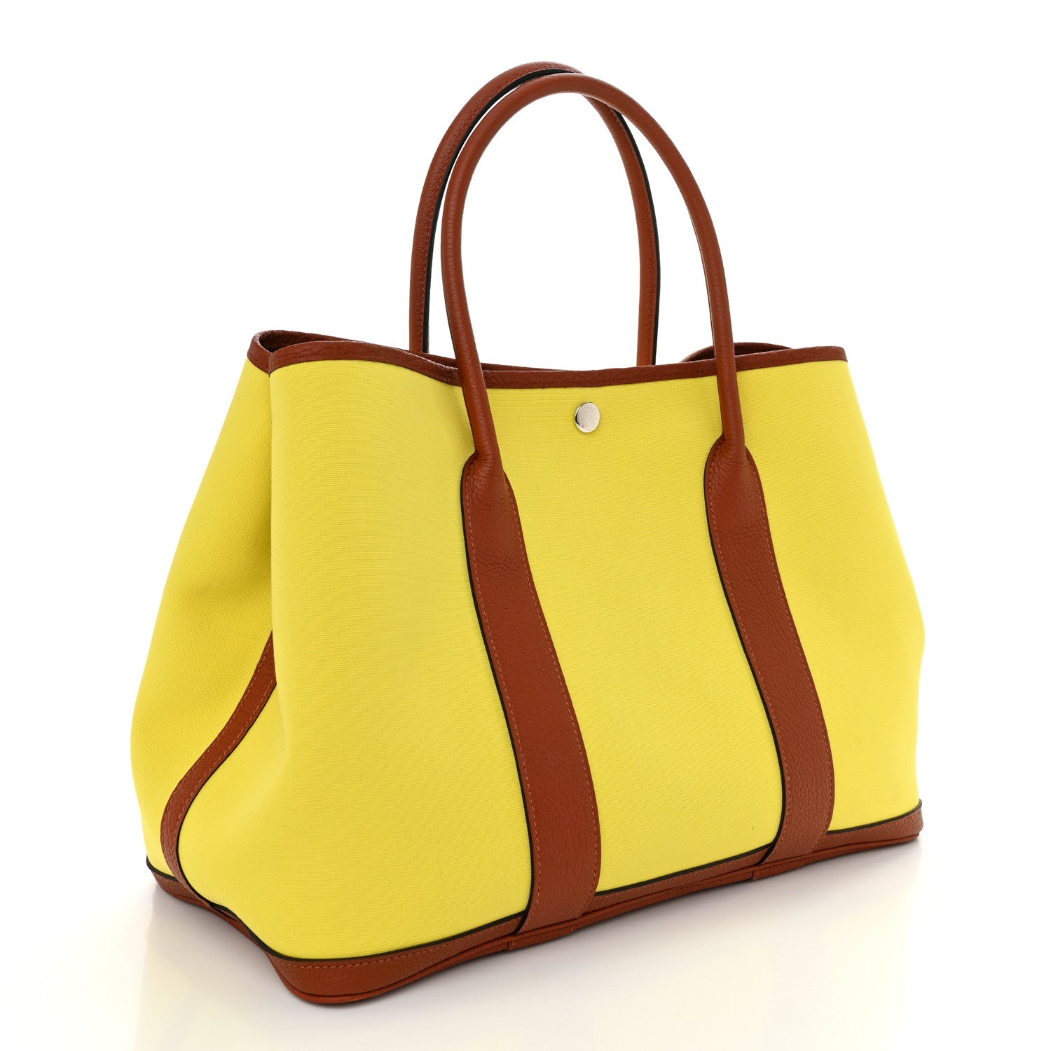 Hermes Toile Epsom Verso Garden Party 36 MM Jaune Citron Cuivre 3 of 10