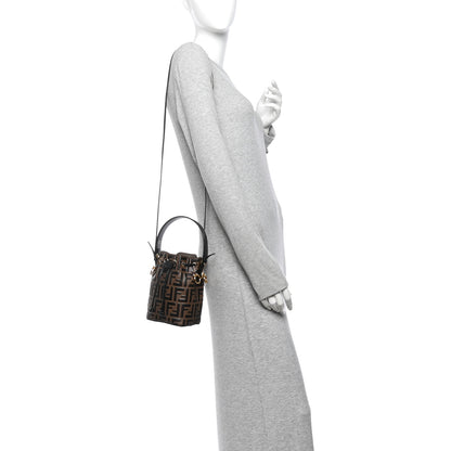Fendi Vitello Liberty F is Fendi Bi-Color FF 1974 Embossed Mini Mon Tresor Bucket Bag Maya Black 2 of 10
