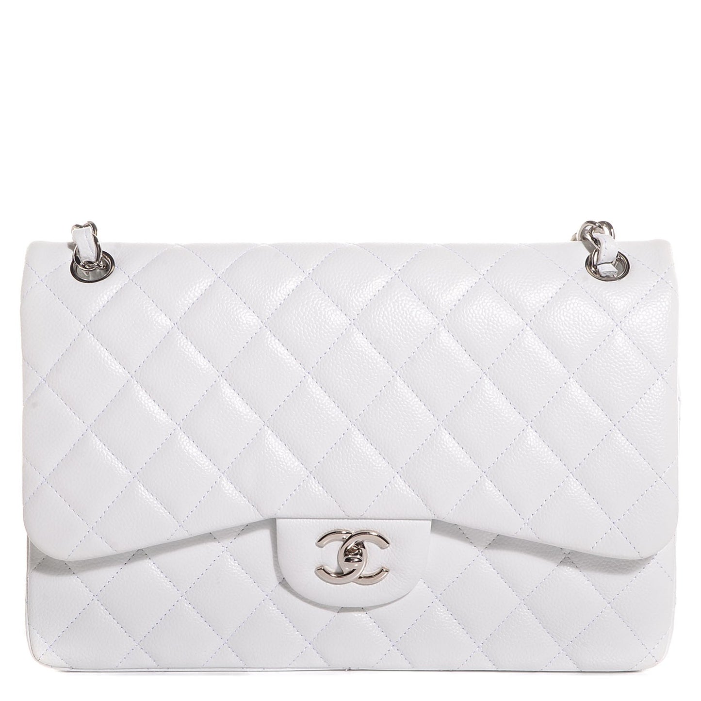 Caviar Jumbo Double Flap White