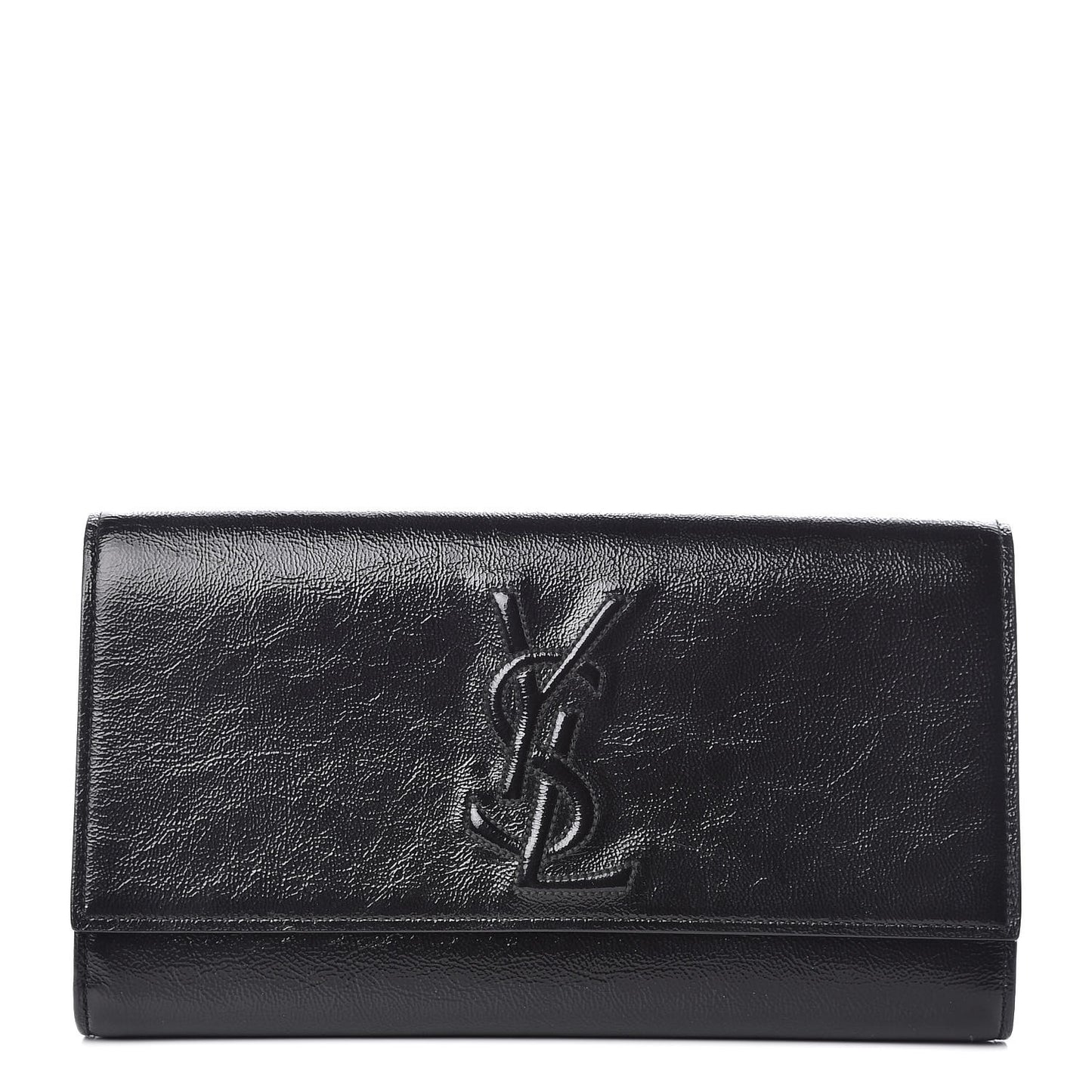 Textured Patent Monogram Large Belle De Jour Clutch Black