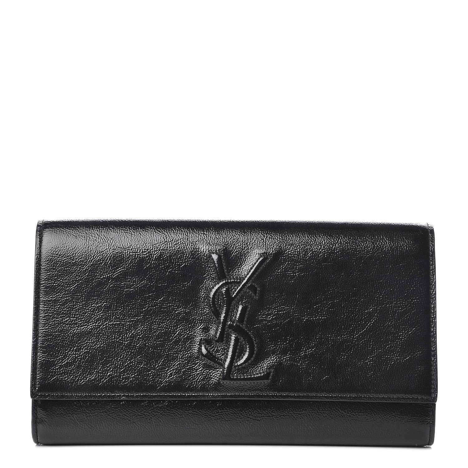 Saint Laurent Textured Patent Monogram Large Belle De Jour Clutch Black 1 of 9