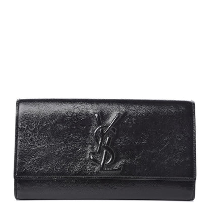 Saint Laurent Textured Patent Monogram Large Belle De Jour Clutch Black 1 of 9