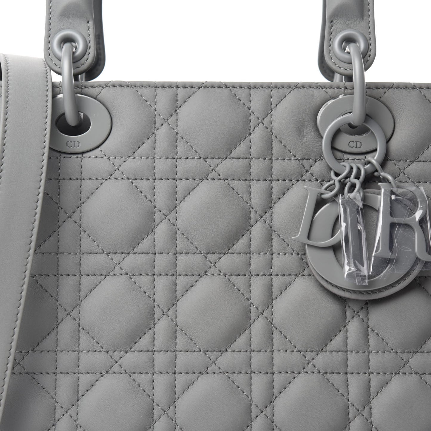 Ultra Matte Calfskin Cannage Medium Lady Dior Grey Stone