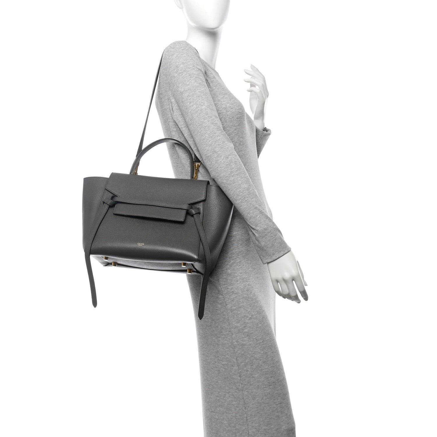 Celine Grained Calfskin Mini Belt Bag Grey 2 of 13