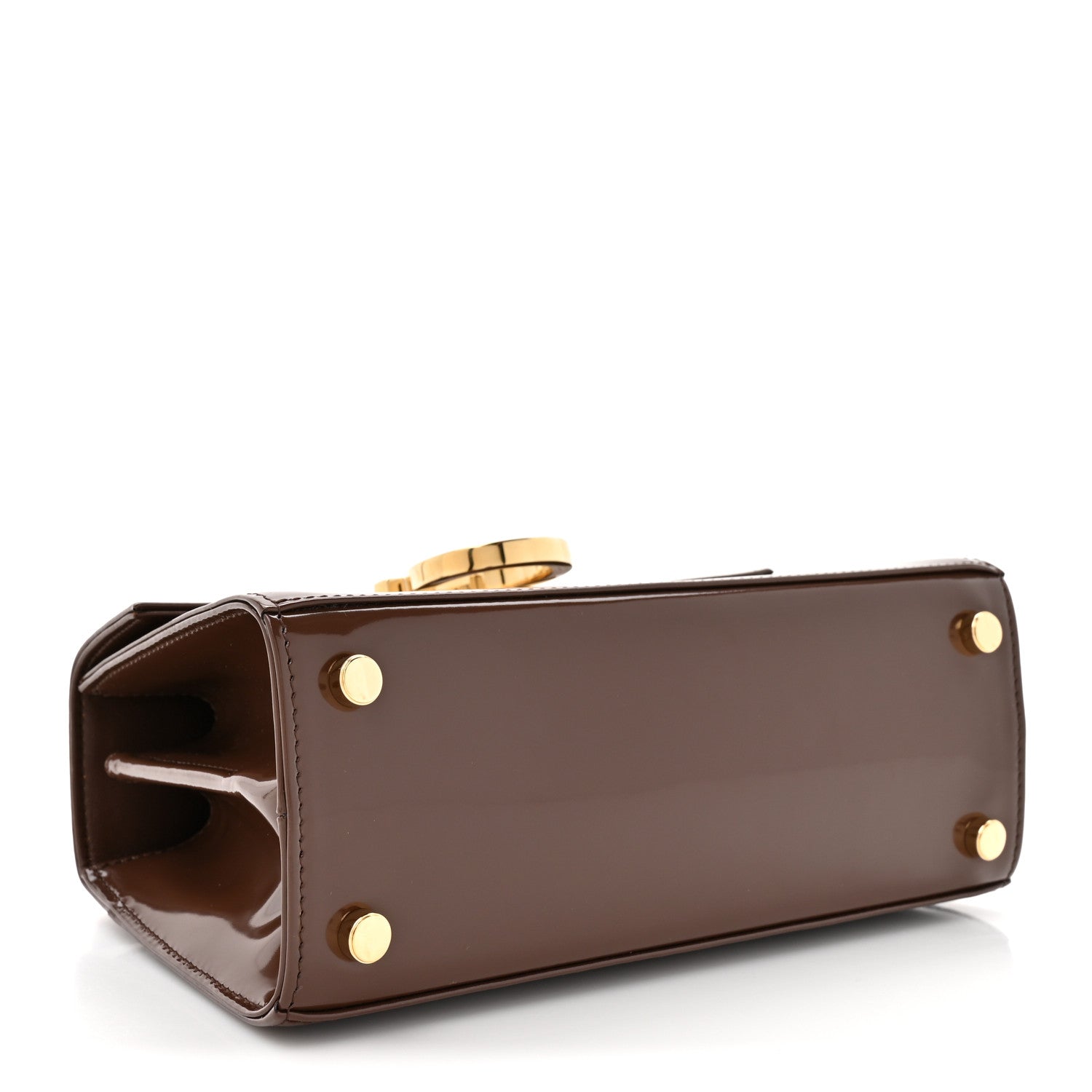 Salvatore Ferragamo パーティーバッグ ダークブラウン Salvatore Ferragamo Brushed Off Calfskin Mini Iconic Top Handle