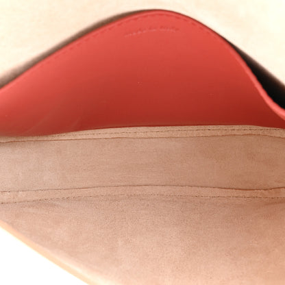 Celine Grained Shiny Calfskin Strap Clutch Light Taupe Red 5 of 10