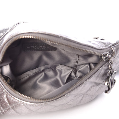 Chanel Metallic Goatskin Quilted Banane Waist Bag Fanny Pack Silver 5 of 8