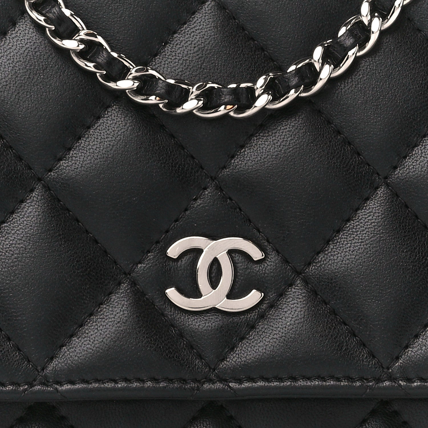 Chanel Lambskin Quilted Wallet On Chain WOC Black 9 of 11