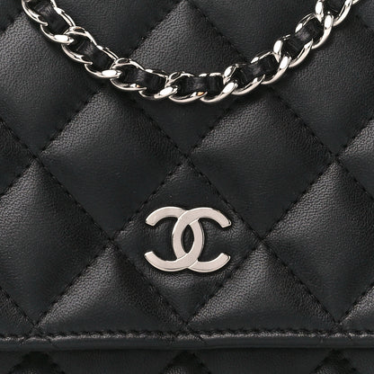 Chanel Lambskin Quilted Wallet On Chain WOC Black 9 of 11