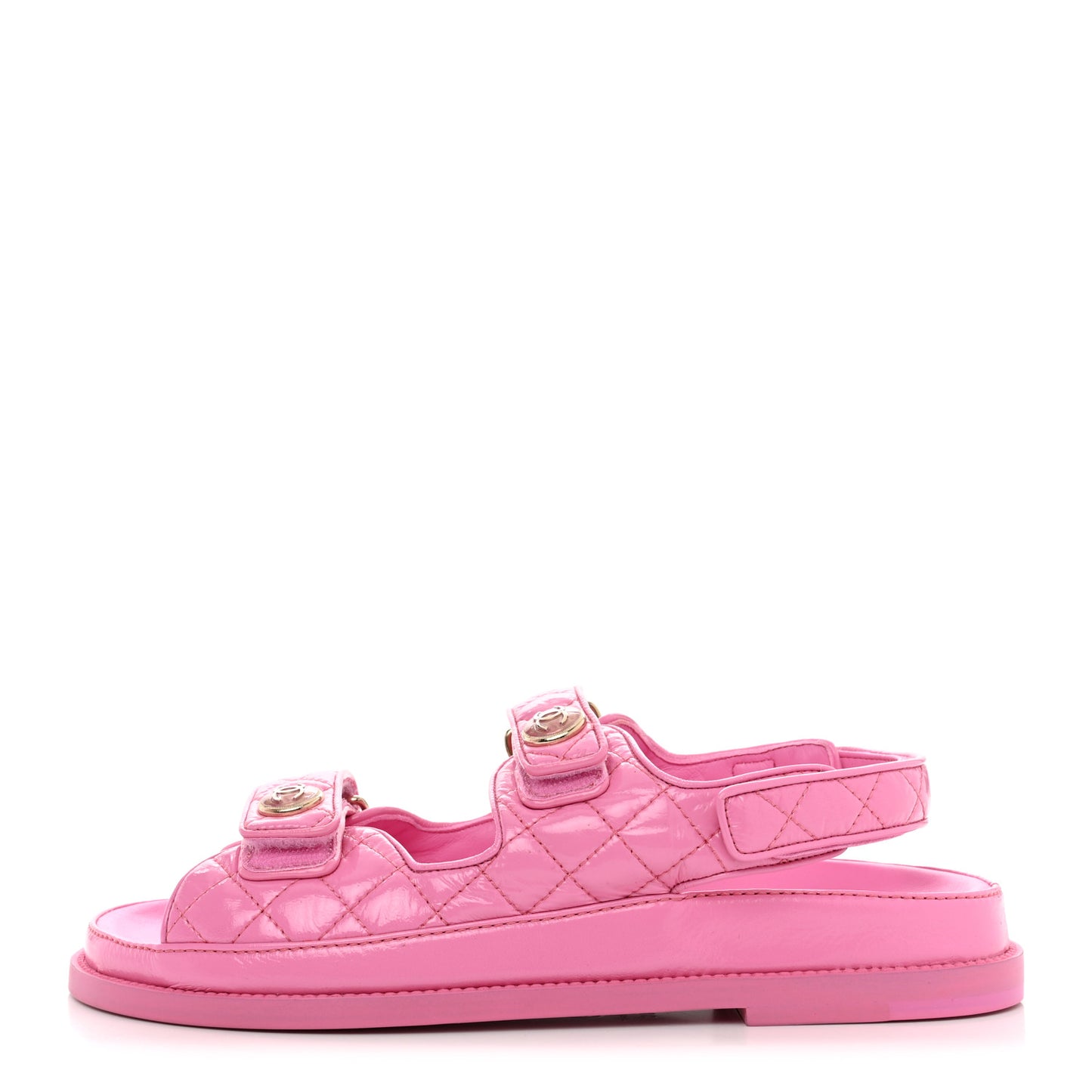 Laminated Lambskin Velcro Dad Sandals 40 Pink