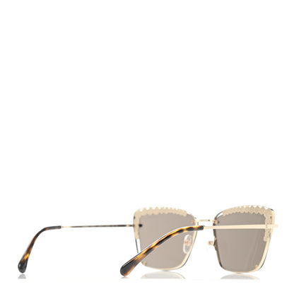 Chanel Metal Square Frame Pearl Sunglasses 4235-H Tortoise 4 of 4