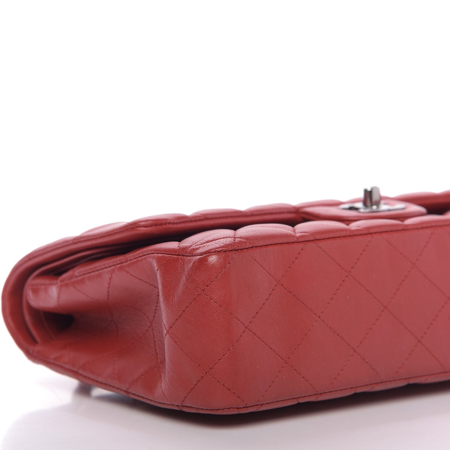 Lambskin Quilted Medium Double Flap Red