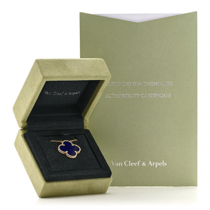 Van Cleef & Arpels 18K Yellow Gold Blue Sevres Porcelain Magic Alhambra Vendome Necklace 3 of 6