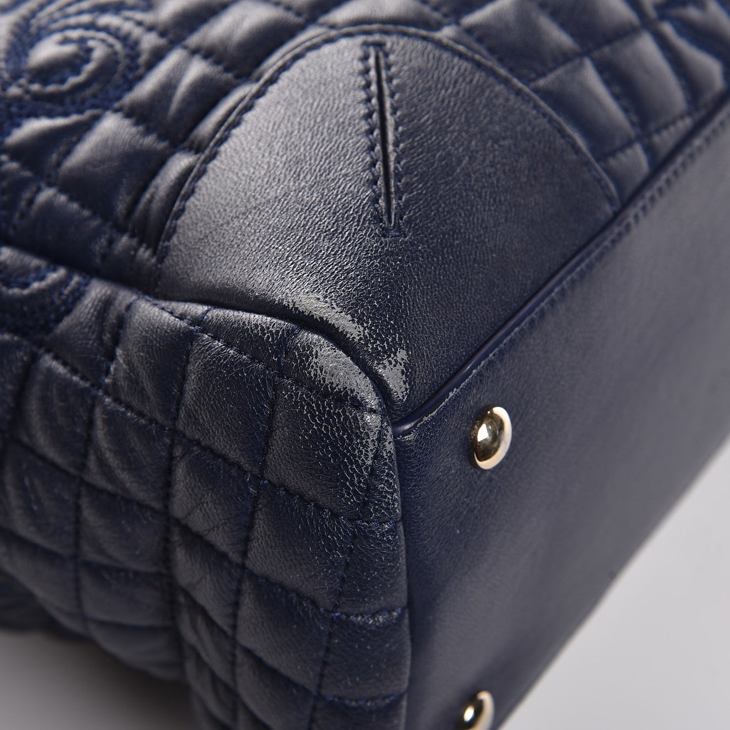 Barocco Quilted Nappa Elettra Vanitas Tote Navy