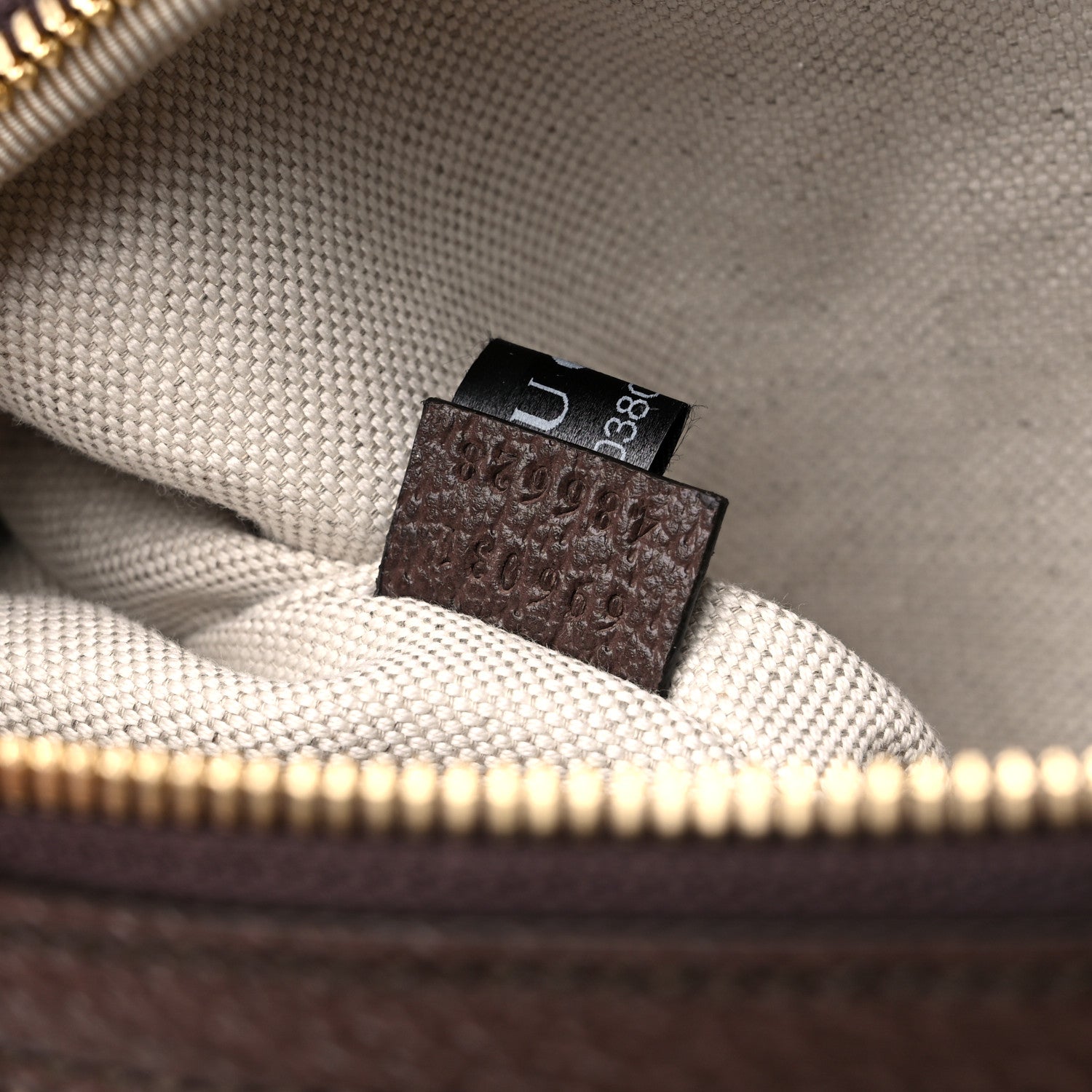 Gucci Monogram Jumbo GG Textured Dollar Calfskin Web Belt Bag Camel Ebony New Acero 7 of 9