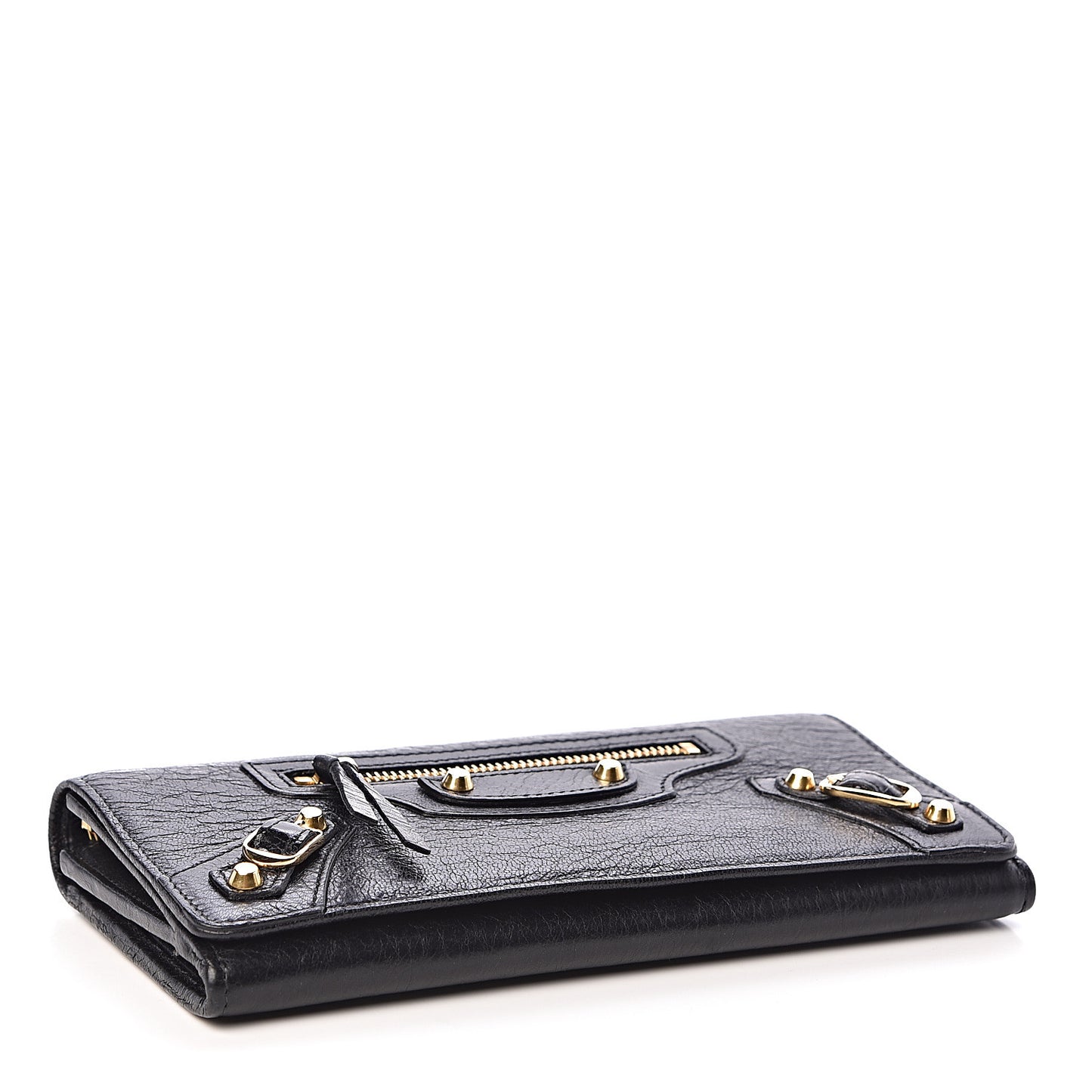 Agneau Classic Gold Hardware Money Wallet Black