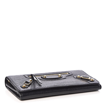 Balenciaga Agneau Classic Gold Hardware Money Wallet Black 4 of 7