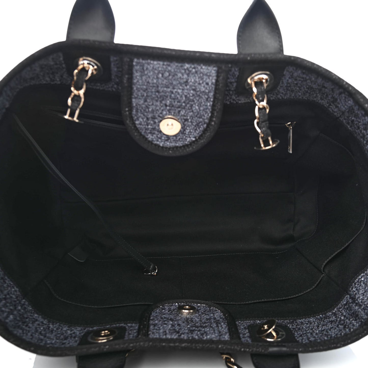 Lurex Boucle Medium Deauville Tote Black