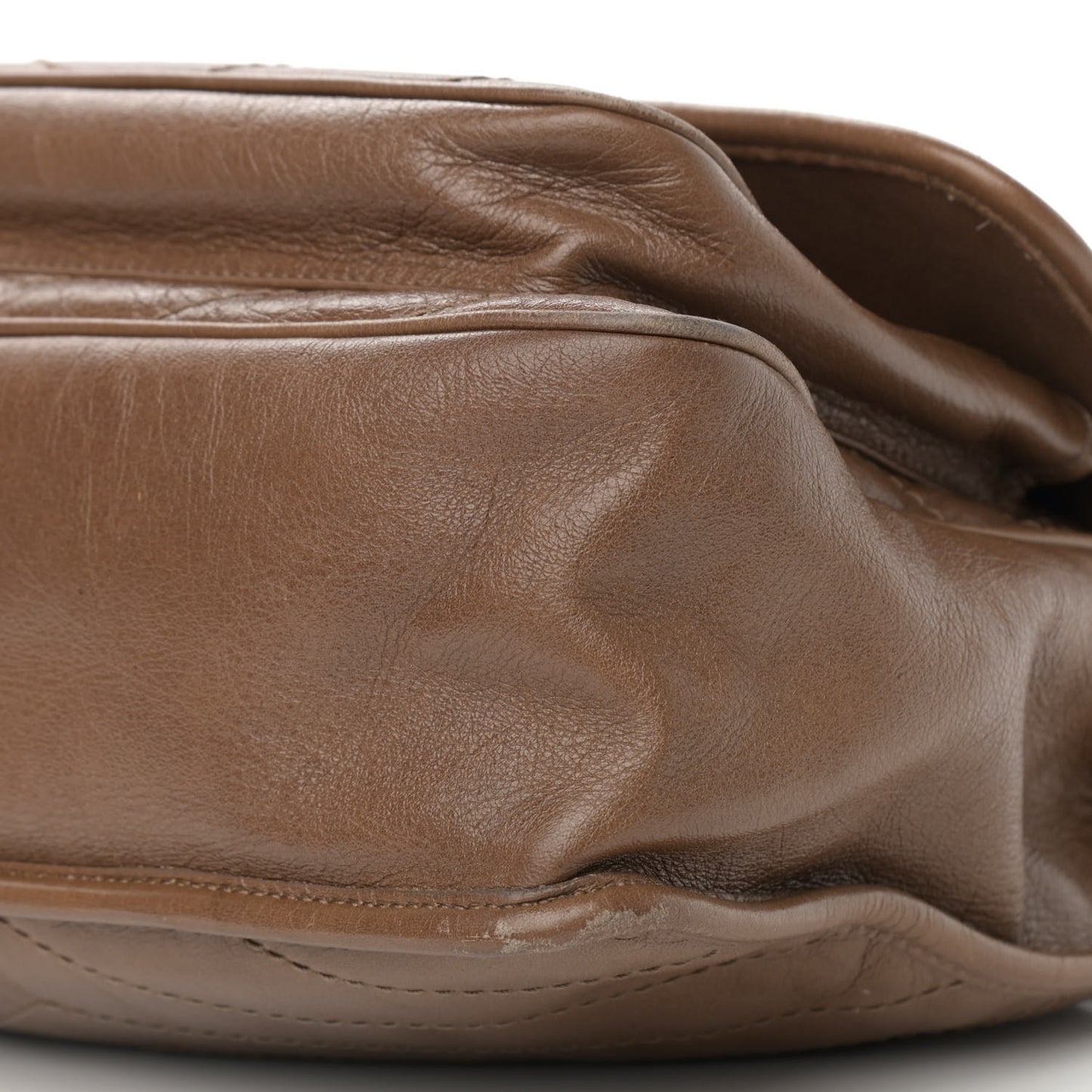 Crinkled Calfskin Matelasse Monogram Medium Niki Chain Satchel Tan Brown