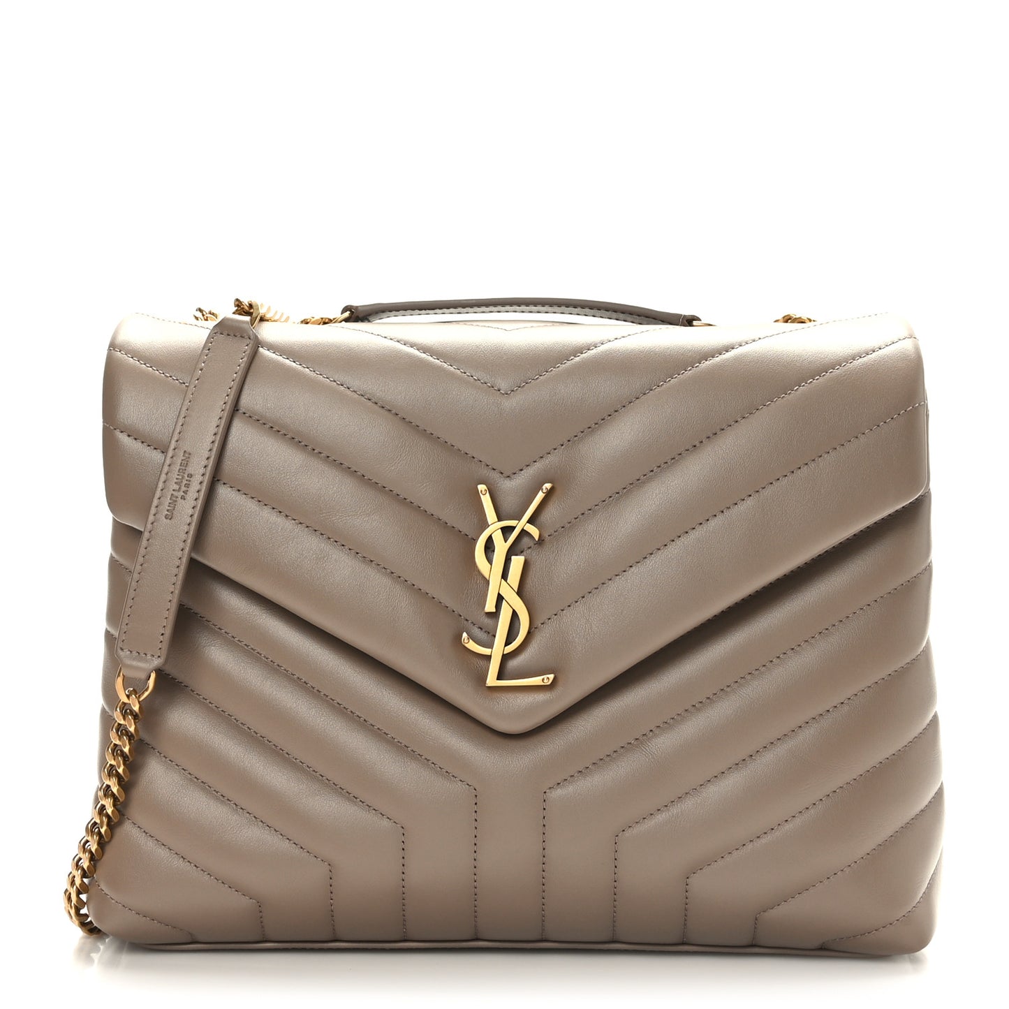 Calfskin Y Quilted Monogram Medium Loulou Chain Satchel Taupe