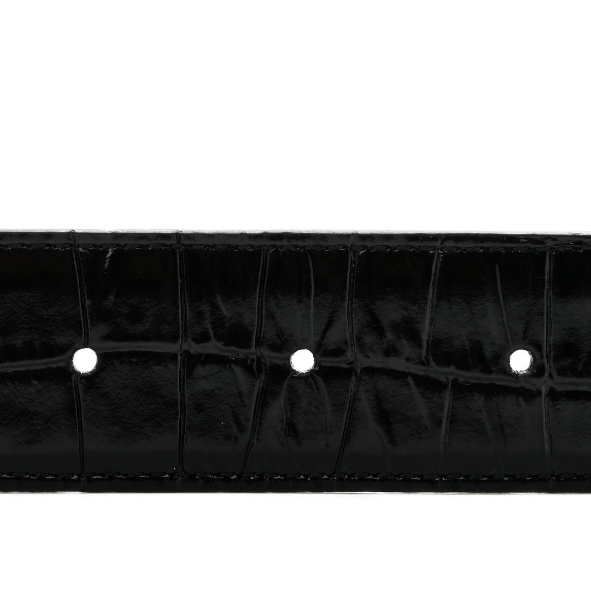 Calfskin Crocodile Embossed Monogram Square Buckle Belt 80 32 Black