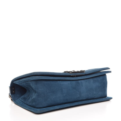 Chanel Nubuck Chevron Quilted Medium Boy Flap Blue 4 of 8