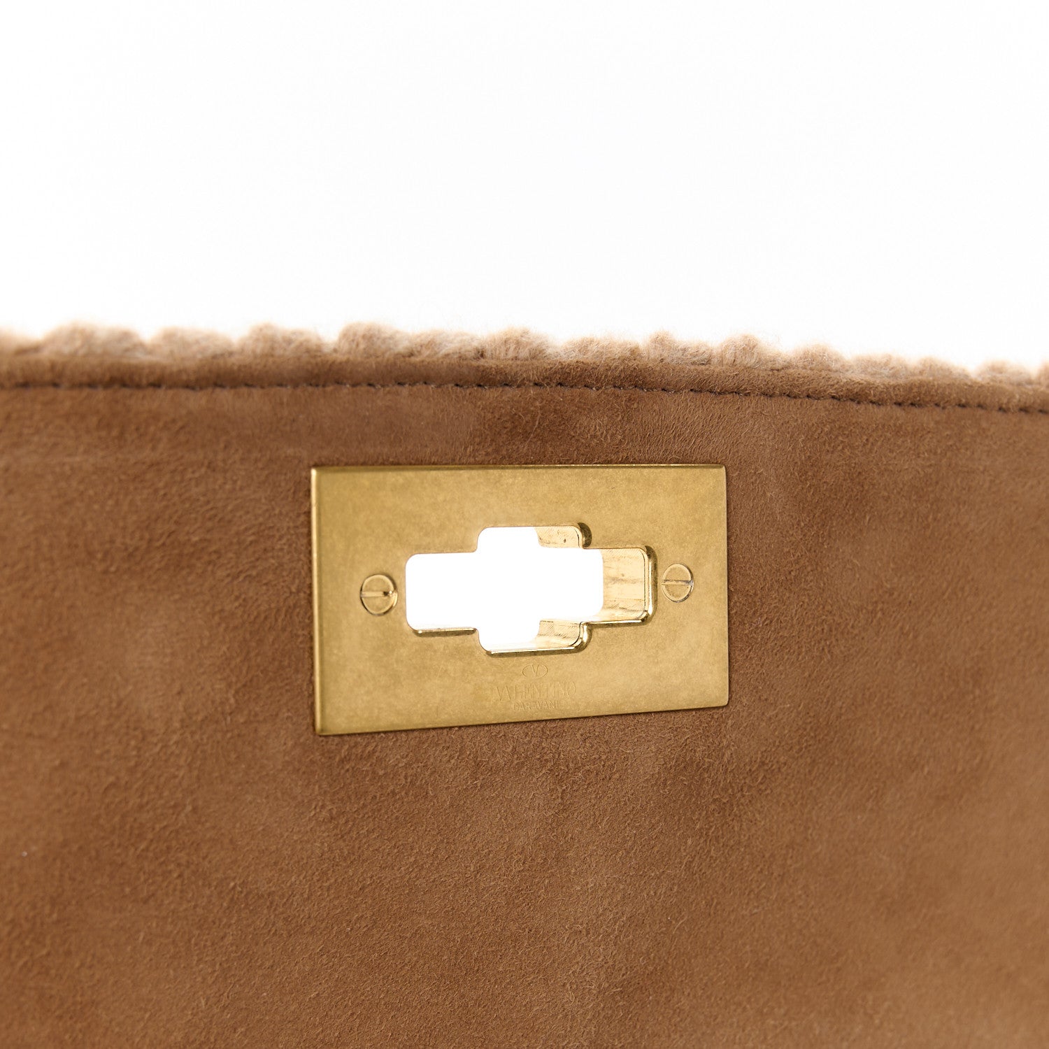 Valentino Garavani Cashmere Large Roman Stud Shoulder Bag Saddle Brown 6 of 10