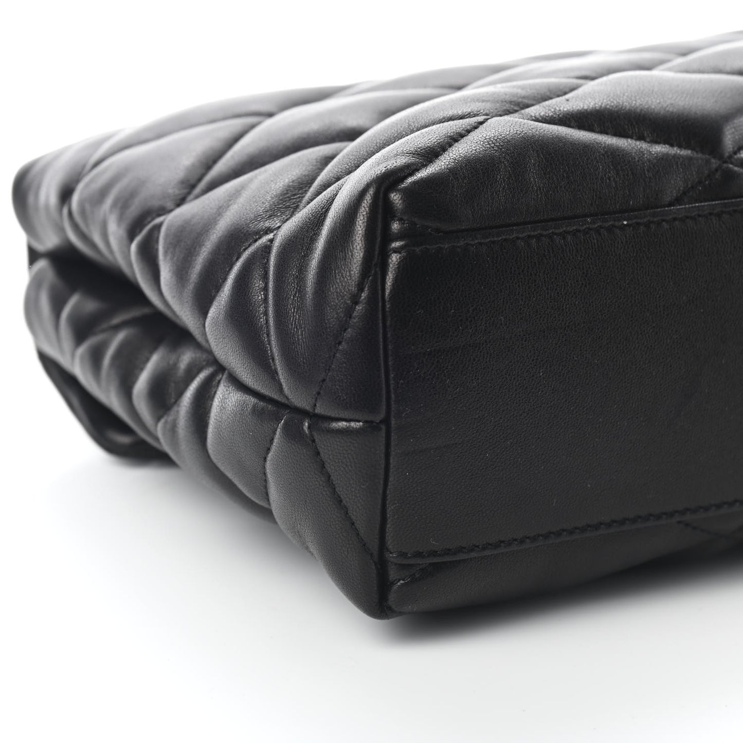 Lambskin Quilted Sade Puffer Envelope Clutch Black