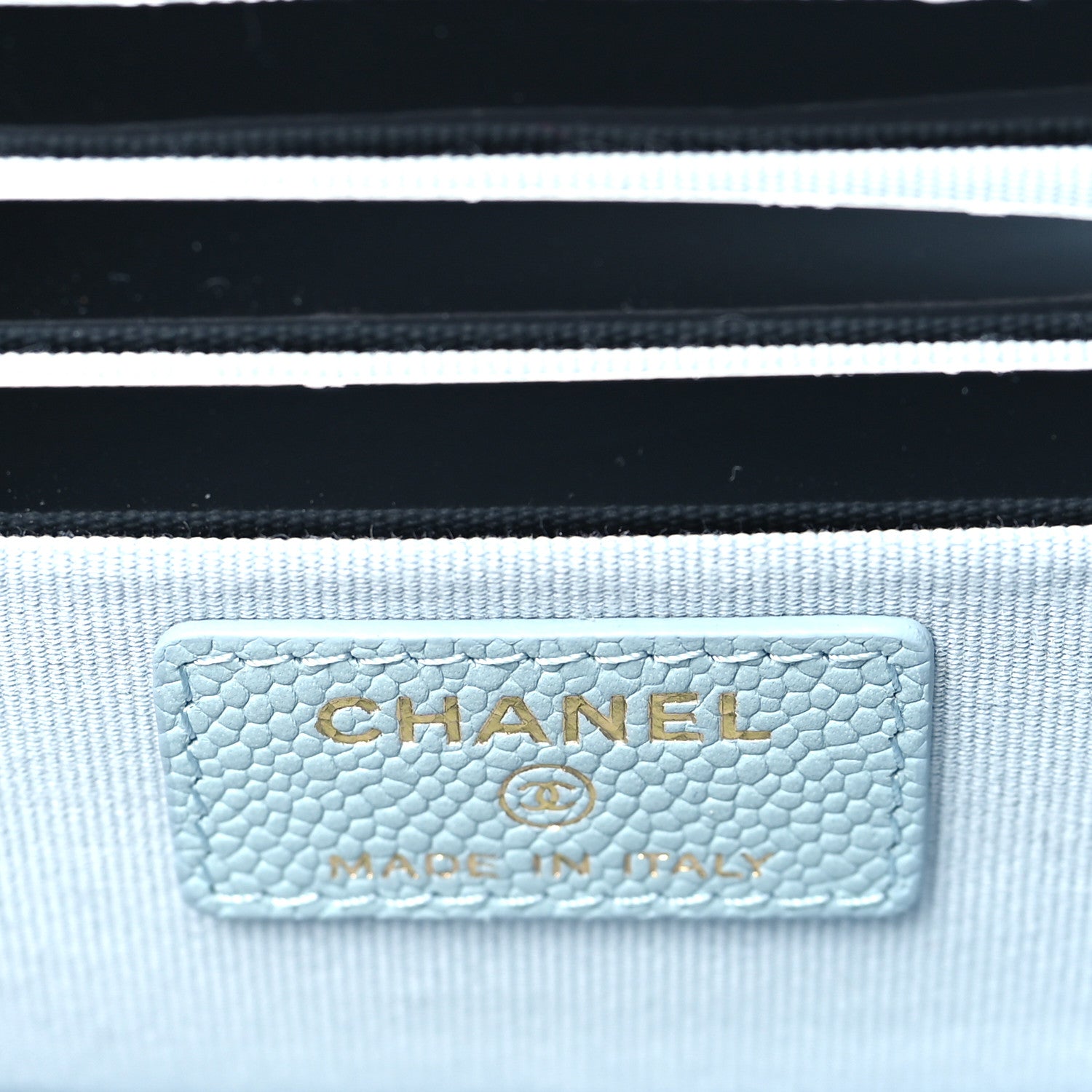 Chanel Caviar Quilted Small Tiny CC Vanity Case With Chain Light Blue 6 of 10