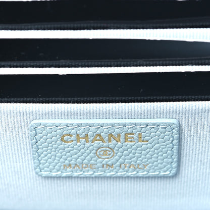 Chanel Caviar Quilted Small Tiny CC Vanity Case With Chain Light Blue 6 of 10