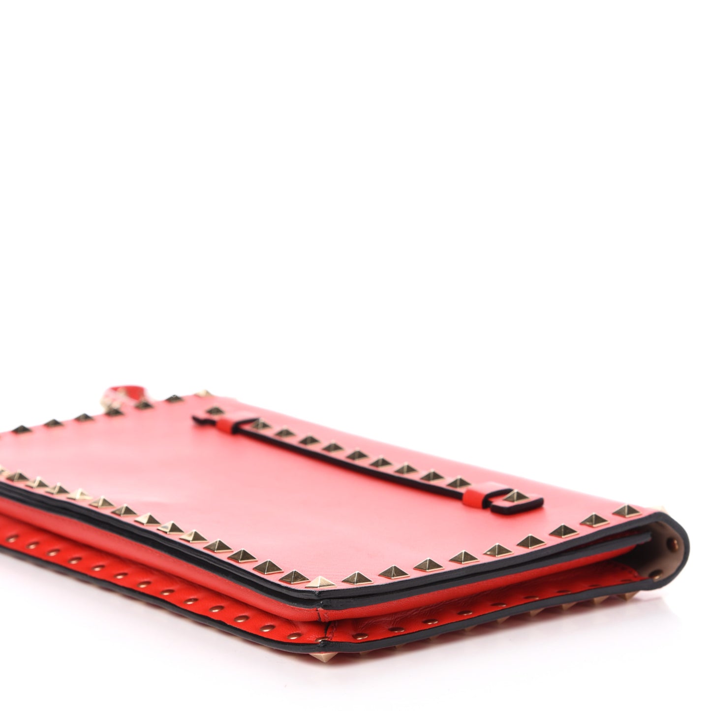 Nappa Rockstud Wristlet Clutch Deep Orange