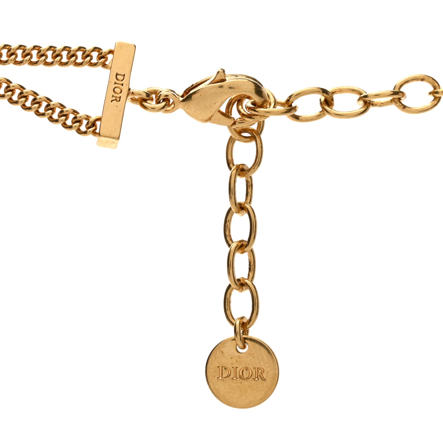 Christian Dior Metal Chain Logo Choker Chain Necklace Gold 4 of 4