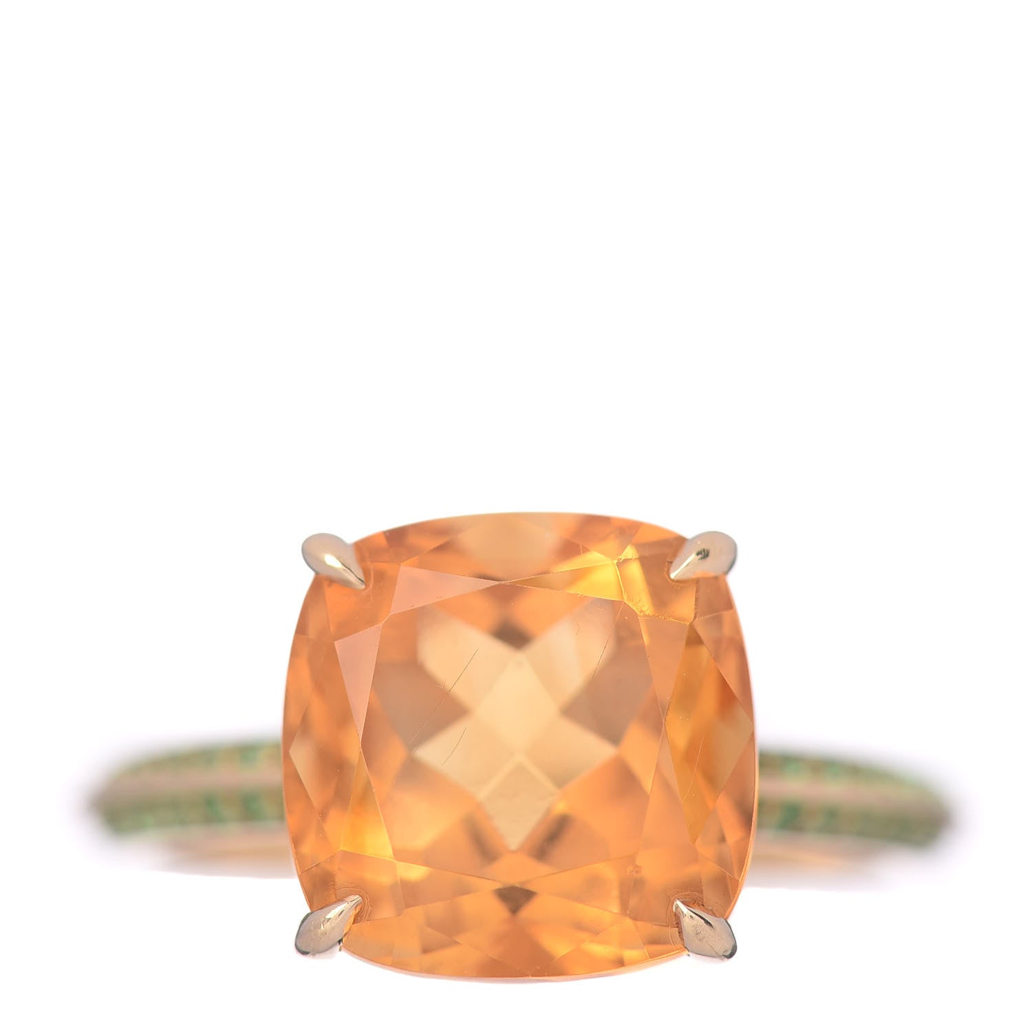 Tiffany 18K Yellow Gold Citrine Tsavorite Sparklers Ring 50 5.5 1 of 6