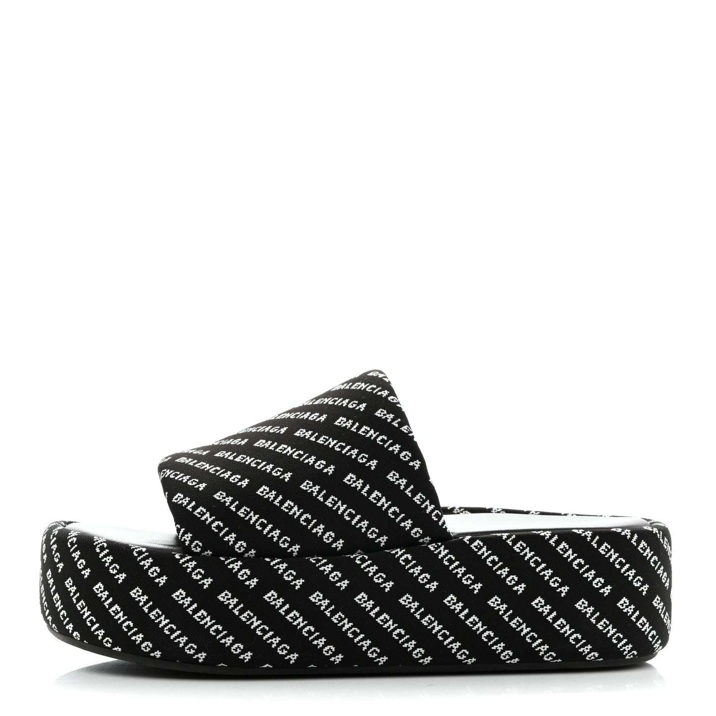 Jacquard Allover Logo Rise Platform Sandals 36 Black White