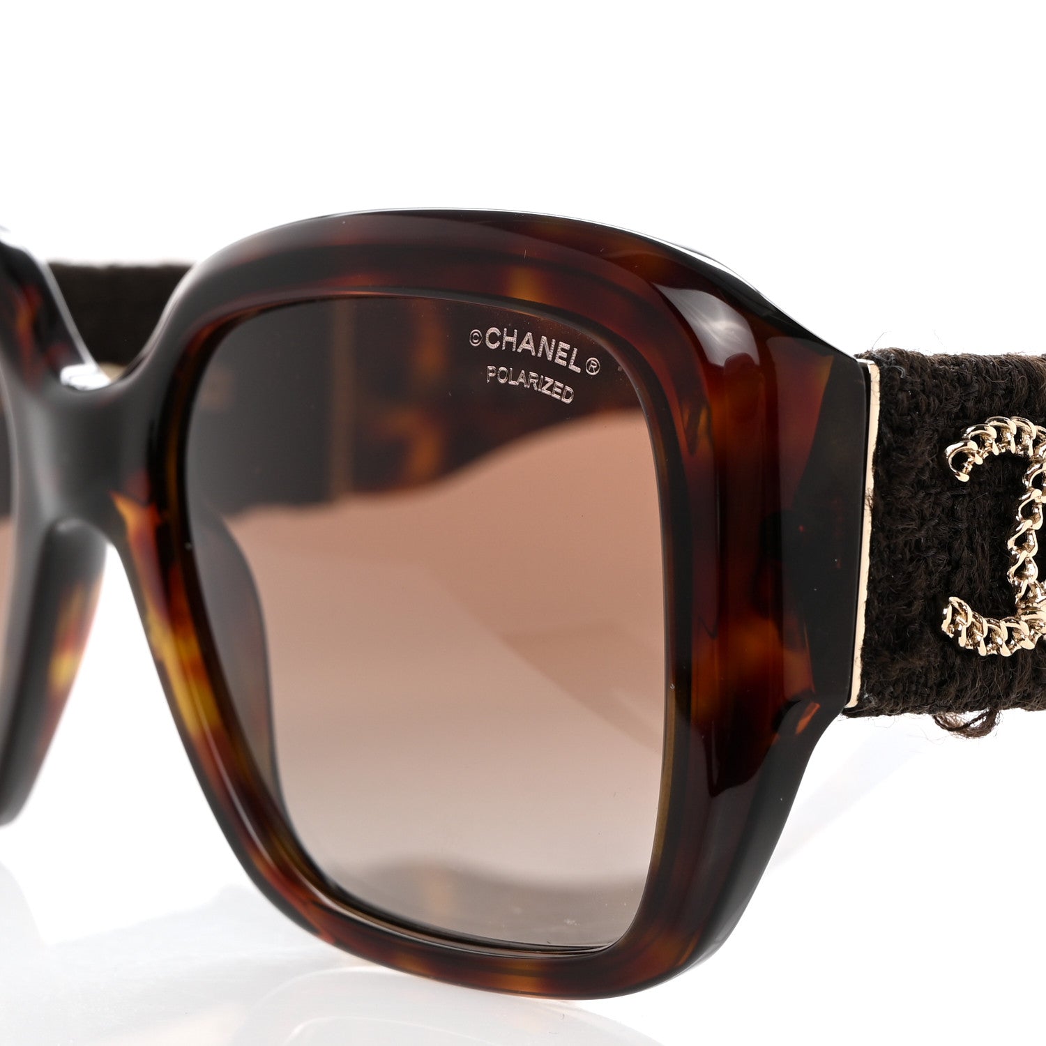 Chanel Acetate Tweed Square Sunglasses 5512 Dark Tortoise 7 of 8
