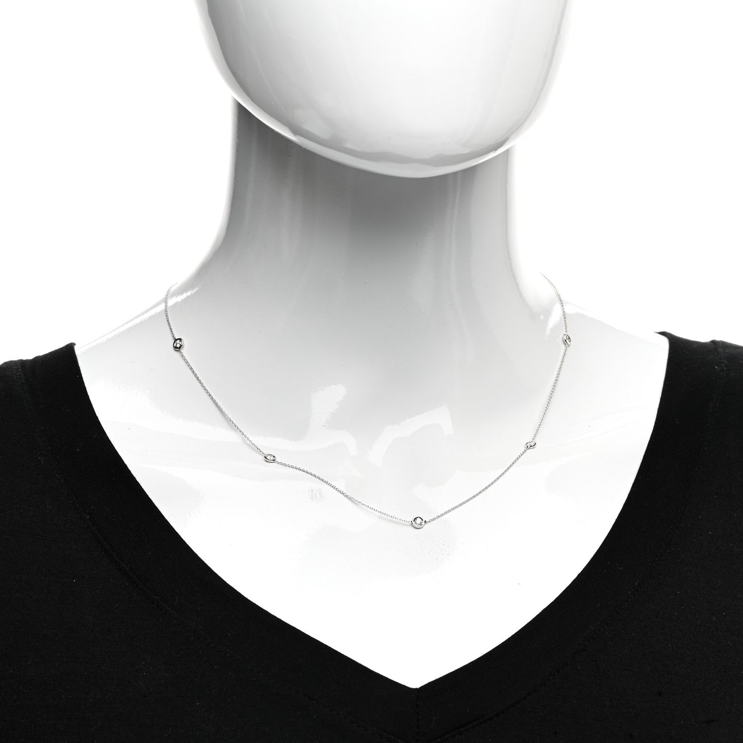 18K White Gold Diamond .25ctw Diamonds by the Inch Five Station Necklace