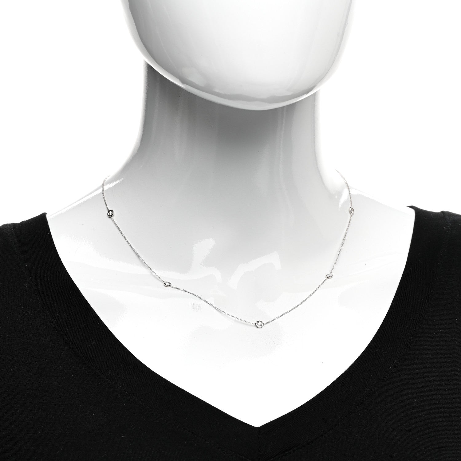 Roberto Coin 18K White Gold Diamond .25ctw Diamonds by the Inch Five Station Necklace 2 of 4