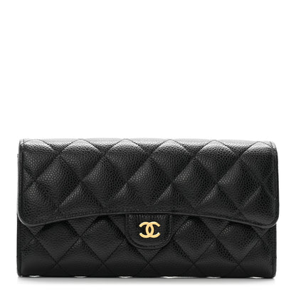 Chanel Caviar Quilted Large Gusset Flap Wallet Black 1 of 11
