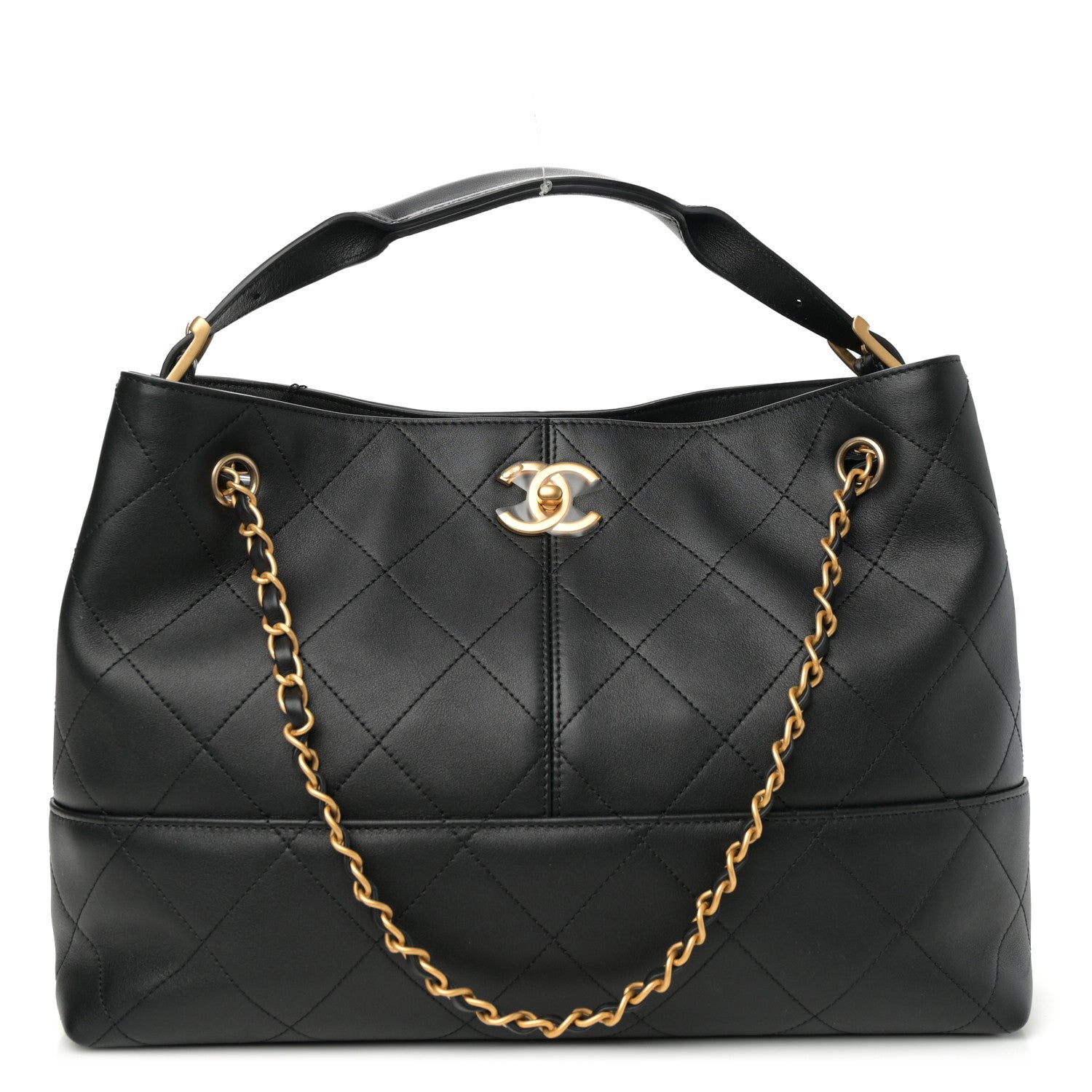 Chanel Calfskin Quilted Small Coco Base Shopping Bag Black 1 of 11