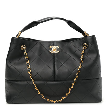 Chanel Calfskin Quilted Small Coco Base Shopping Bag Black 1 of 11