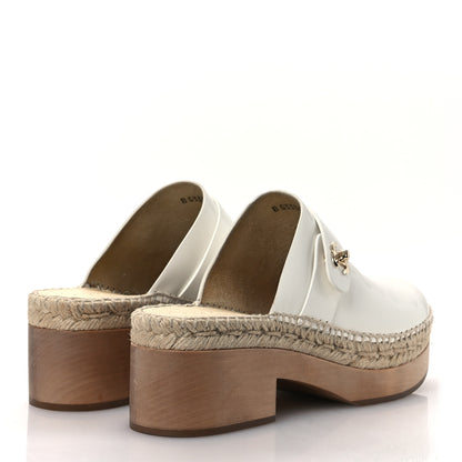 Chanel Patent Calfskin CC Turn Lock Clog 39 White 5 of 10