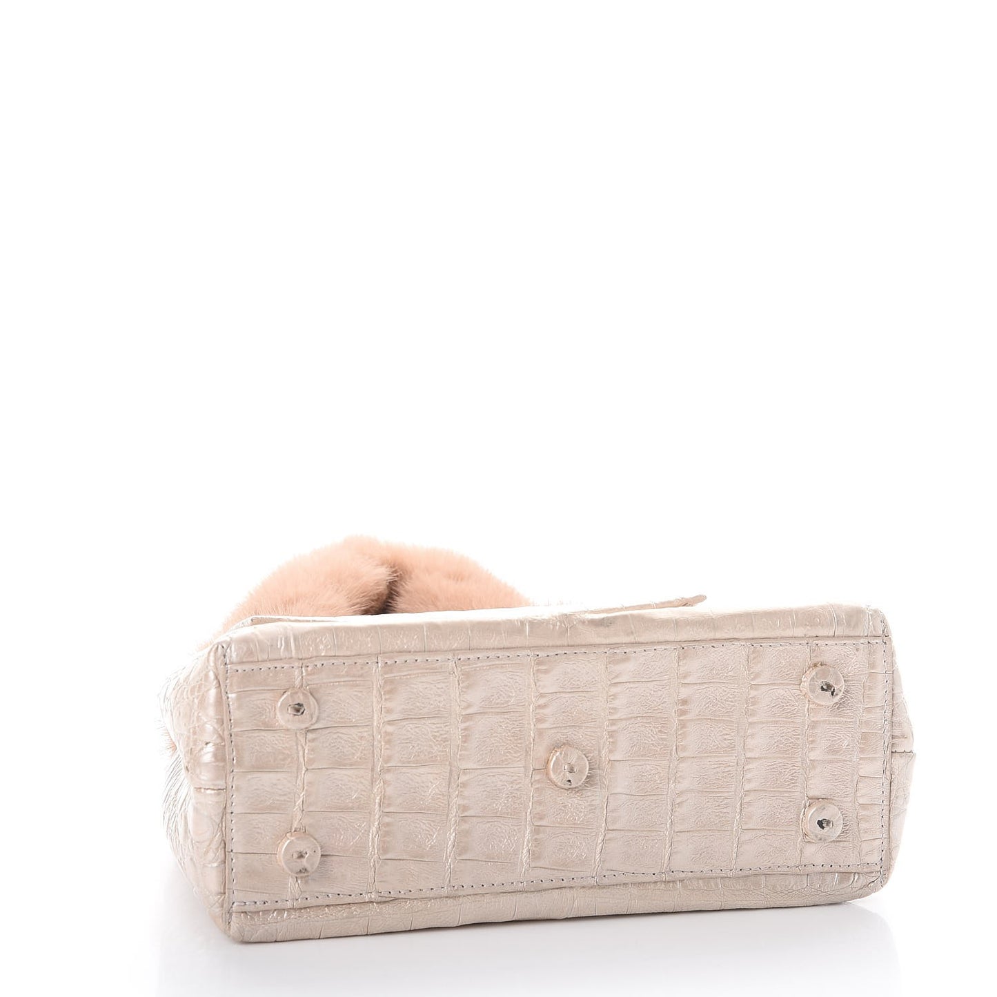 Crocodile Mink Chain Satchel Beige