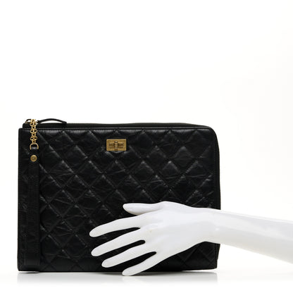 Chanel Aged Calfskin Quilted 2.55 Reissue Pouch With Handle Black 3 of 14