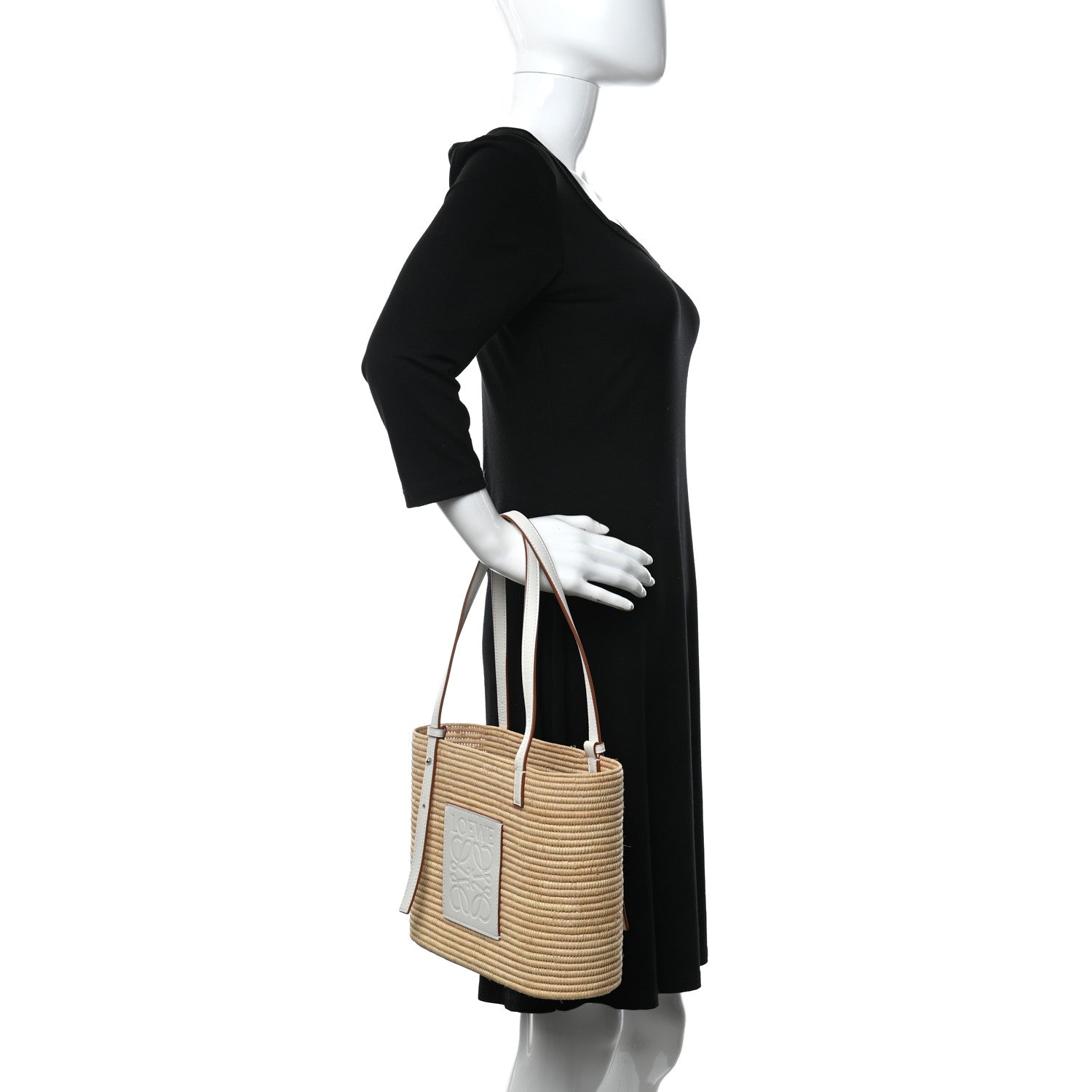 Loewe Raffia Square Small Basket Tote Bag Natural White 2 of 8