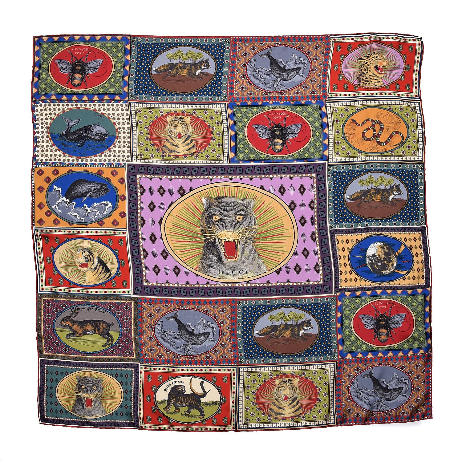 Gucci Silk Tiger Cards Place Scarf Multicolor 1 of 4
