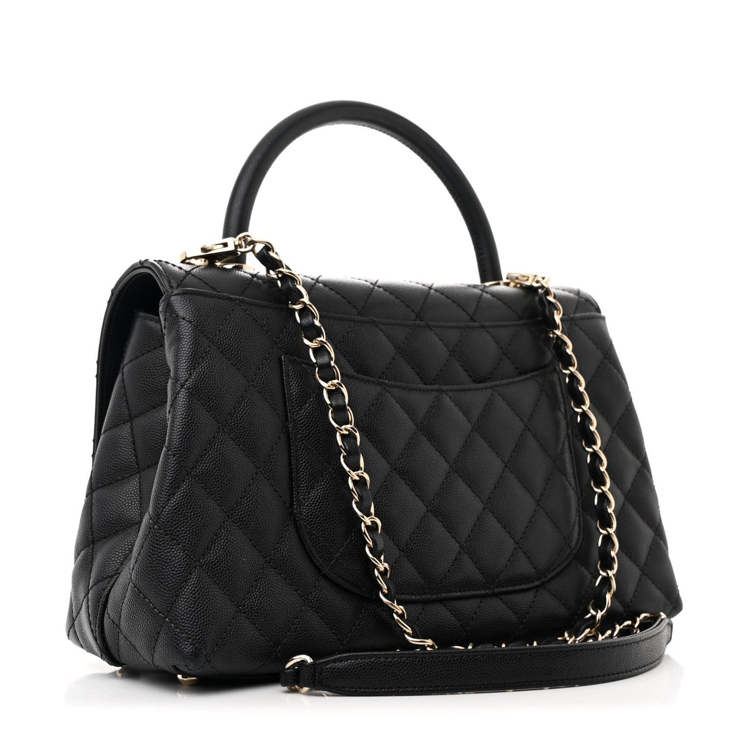 Caviar Quilted Small Coco Handle Flap Black