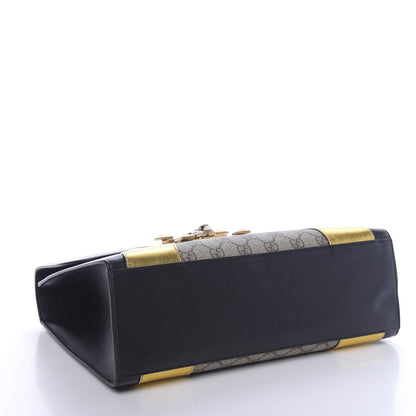 Gucci Nappa GG Supreme Monogram Medium Osiride Top Handle Bag Black Oro Vecchio Beige Ebony 5 of 15