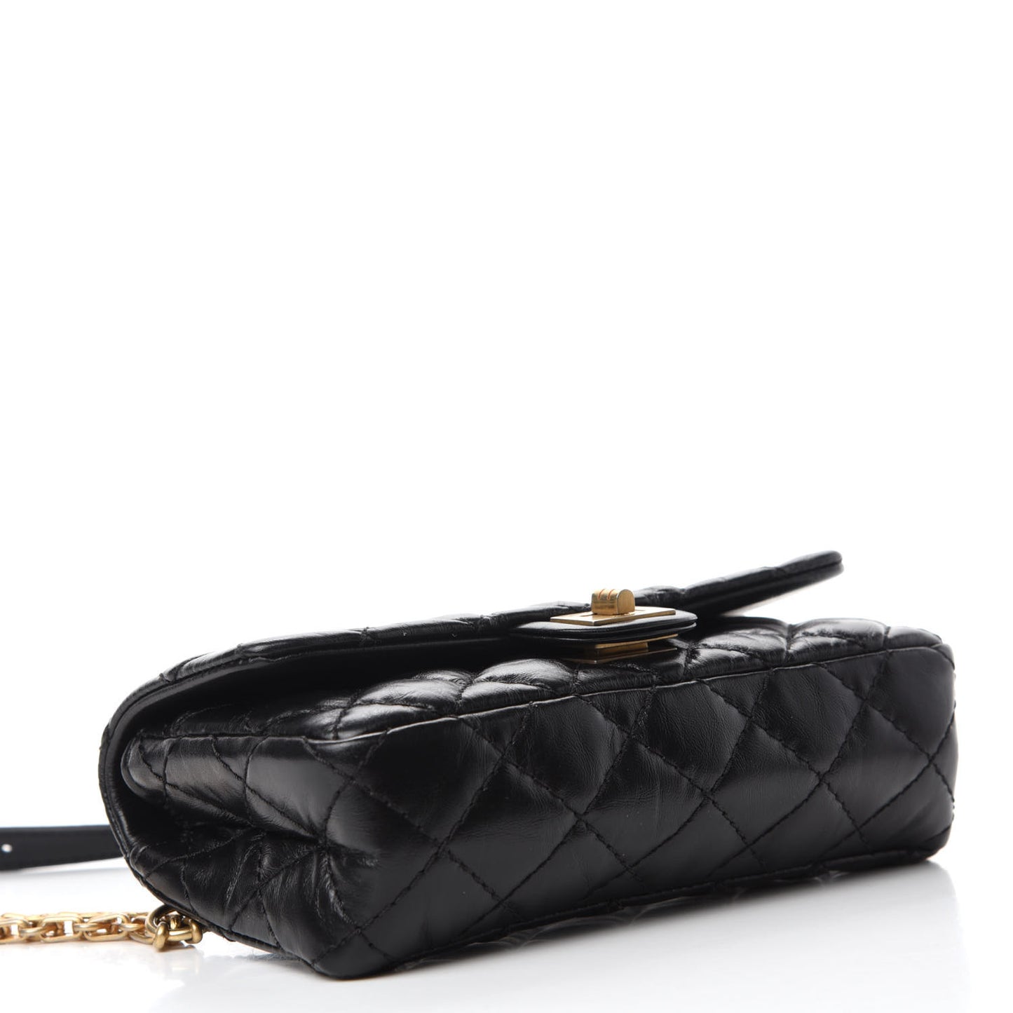 Aged Calfskin Quilted 2.55 Reissue Flap Belt Bag Clutch Black