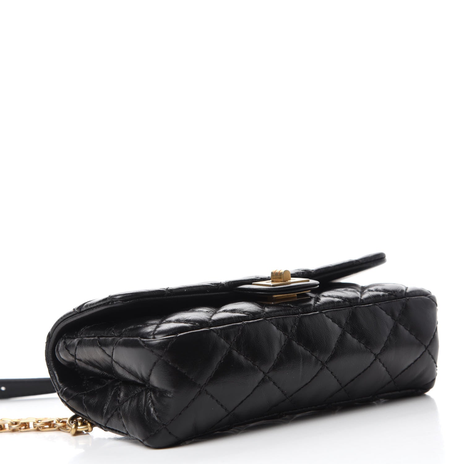 Chanel Aged Calfskin Quilted 2.55 Reissue Flap Belt Bag Clutch Black 4 of 11