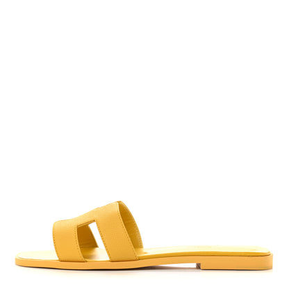 Hermes Epsom Oran Sandals 37.5 Jaune Sable 1 of 9